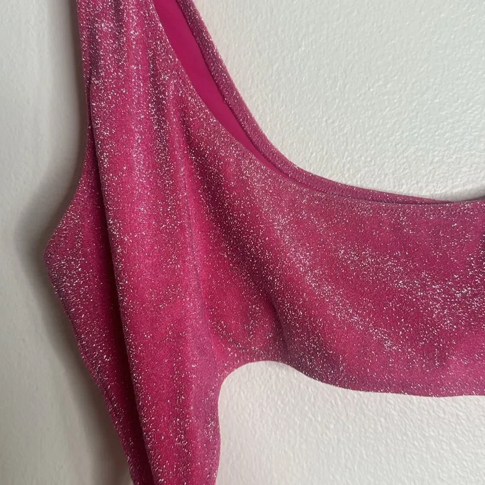 Skims pink‎ glitter sparkle sexy cutout monokini swimsuit one piece size 3X